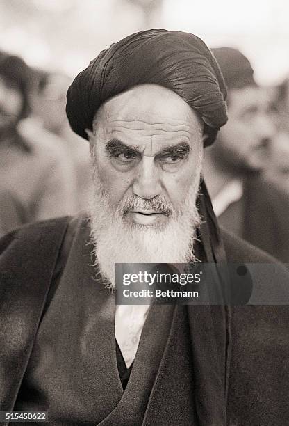 Exiled Ayatollah Khomeini at Neauphle le Chateau in France.