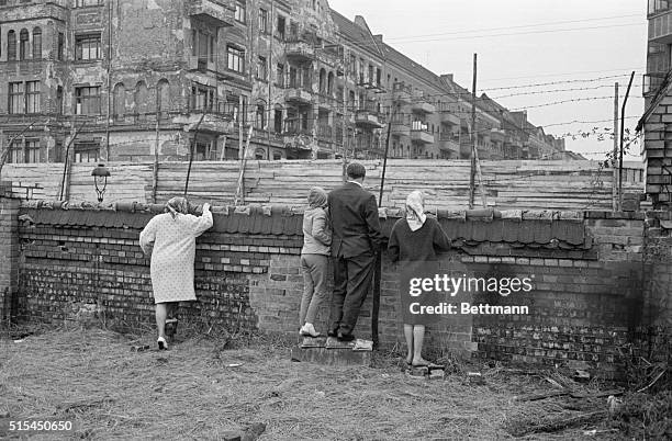 Berlin, Germany- This general view of the Communist-constructed "death strip" in the Schoenholz area of Berlin shows the extent of Communist efforts...