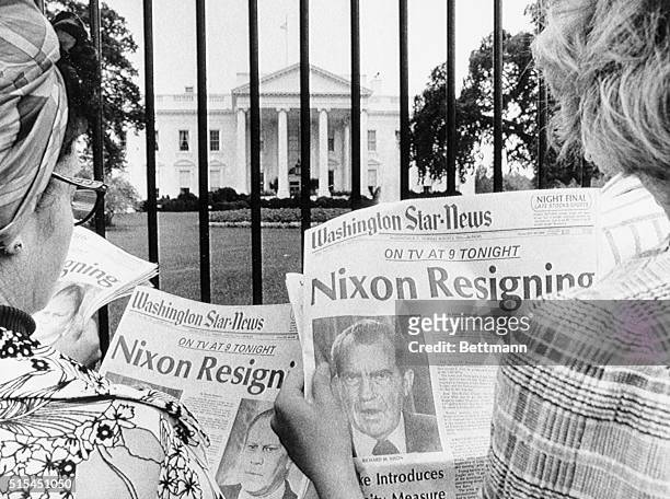 Washington, DC- Newspaper headlines being read by tourists in front of the White House tell of history in the making. It is said to be imminent that...