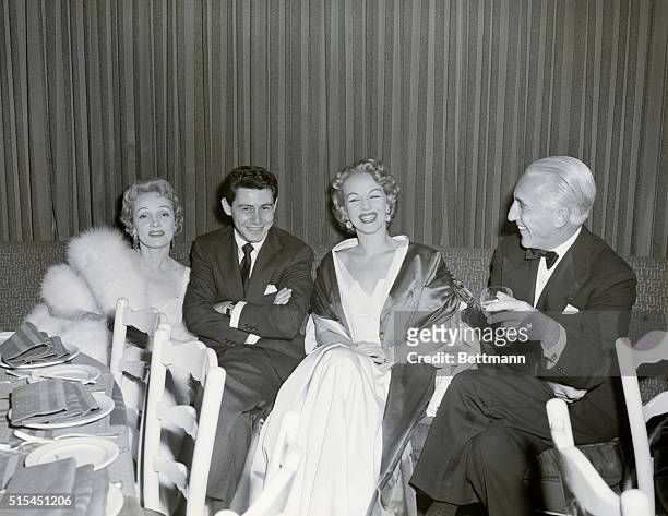 New York, NY: Marlene Dietrich, Eddie Fisher, Marlene's daughter Maria and a friend at the El Morocco Club, East 54th St.
