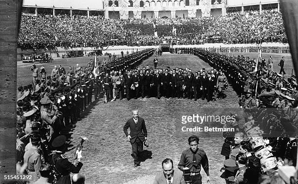 Mexico City, Mexico-General Lazaro M. Cardenas , is the center of all eyes as he arrives in the stadium for his inauguration as 19th President of...