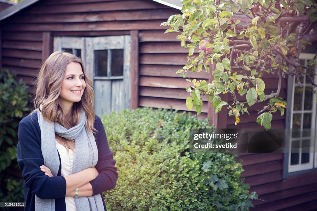 Woman in garden.