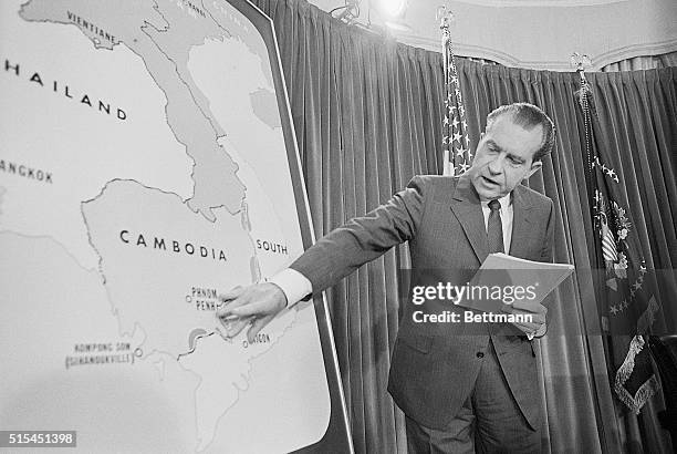 Washington, DC-In a TV speech to the nation from the White House, President Nixon announced that several thousand American ground troops have entered...