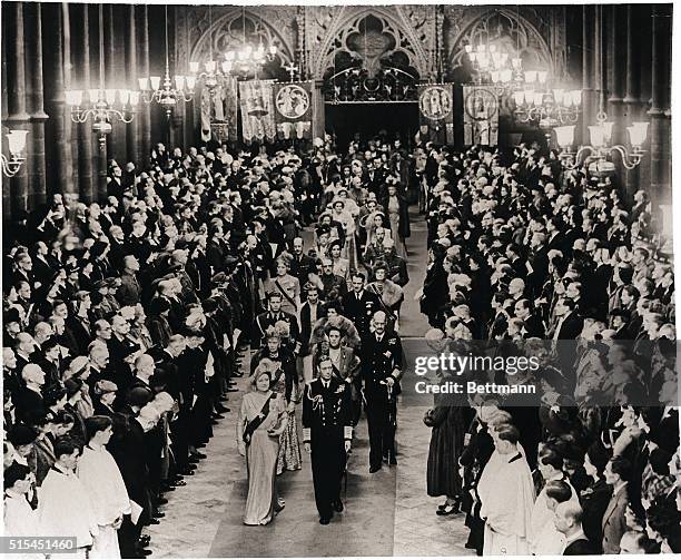 London, England- King George VI and Queen Elizabeth lead the procession of the crowned heads of Europe as the distinguished group walks down the...