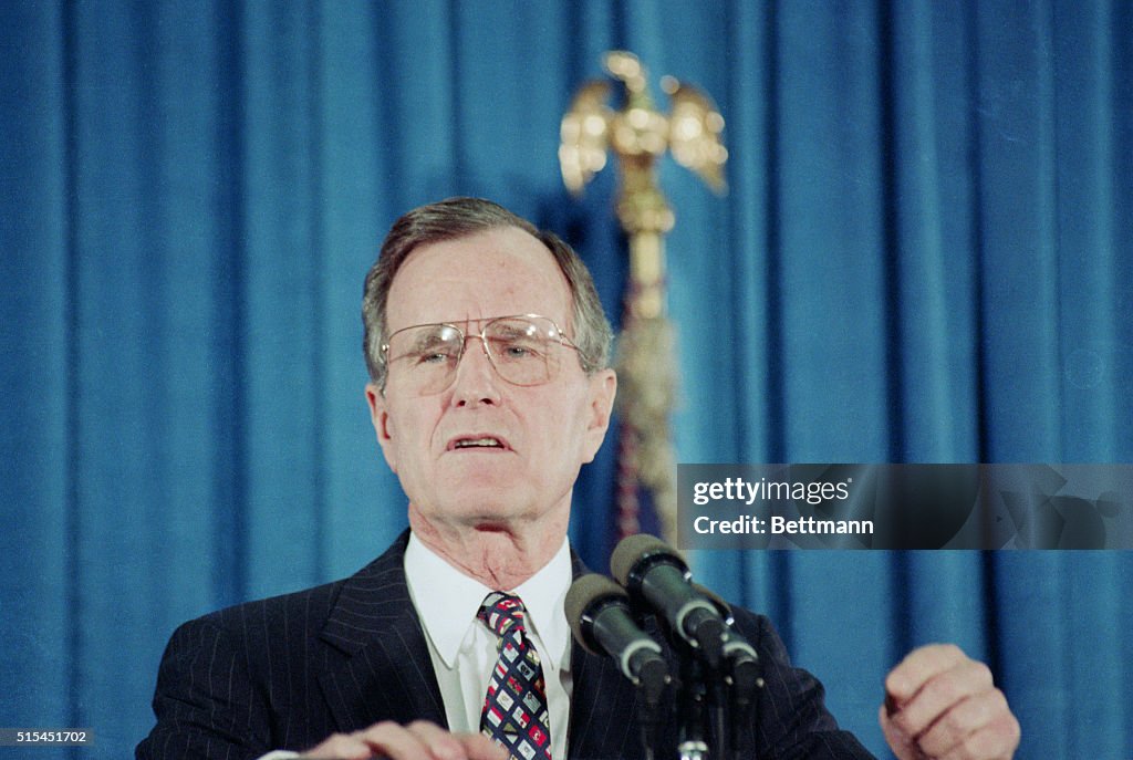 George Bush at Microphone During Speech
