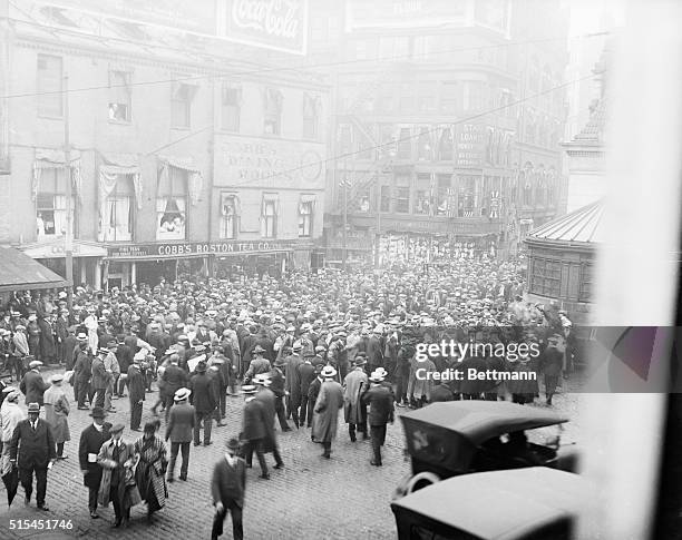 Rioters clash with National Guardsmen called in by Massachusetts Governor Calvin Coolidge during a strike by Boston police officers.