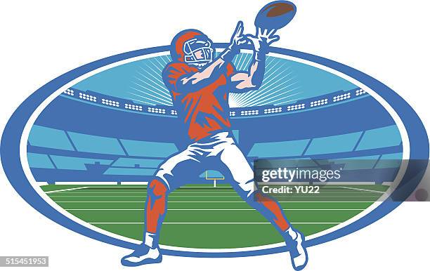 fußballstadion wide receiver - ball passen stock-grafiken, -clipart, -cartoons und -symbole