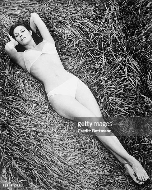 Hollywood, CA-The first day of spring brings shapely Raquel Welch out from the sound stage to bask in the plus-70 degrees of a summer-like Hollywood,...