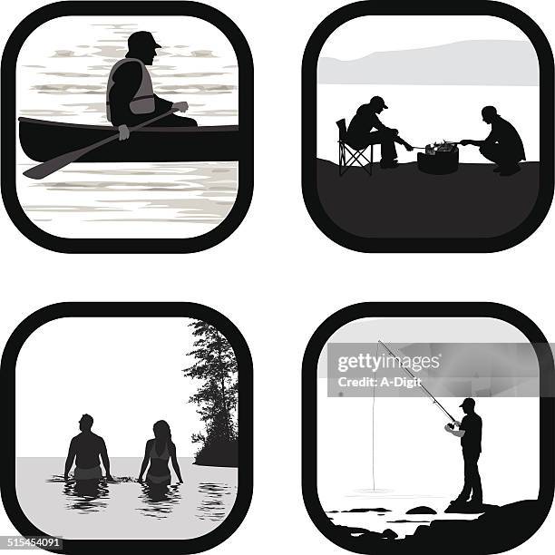 campingwithfriends - couple camping stock illustrations