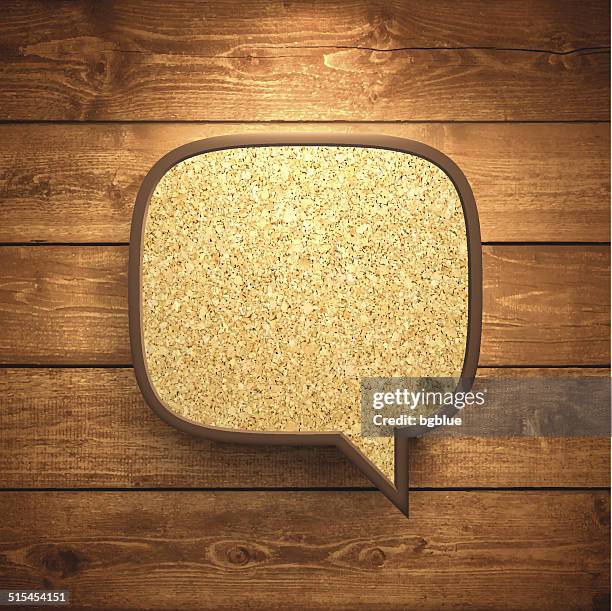 speech bubble cork on wooden background - ombre background stock illustrations