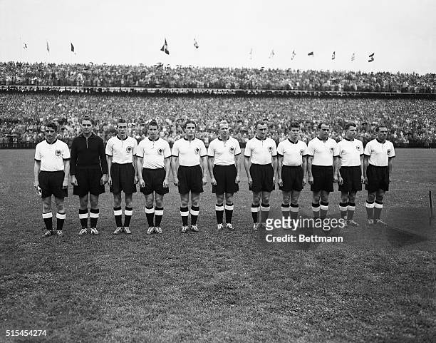 Bern, Switzerland-: This German soccer team won the World Cup Championships by defeating the Hungarian team in the finals, 3-2. From left to right:...