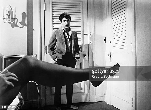 Film still from United Artist/Embassy pictures' 1967 release "The Graduate" in which Dustin Hoffman plays a college graduate who becomes involved in...