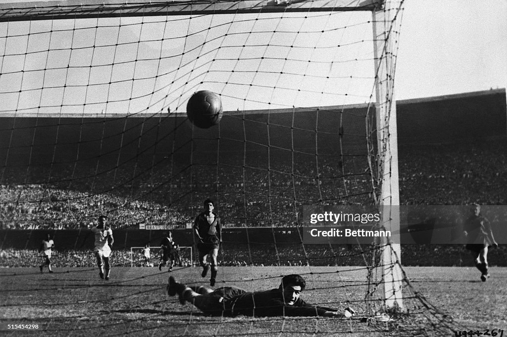 Goalie on the Ground After Missing Ball