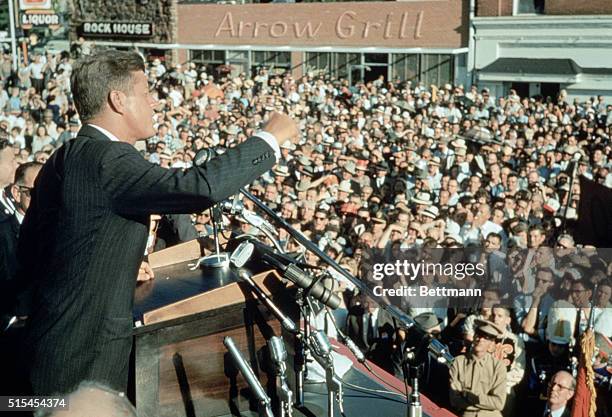 Senator John F. Kennedy making campaign speech, presidential candidate. BPA2