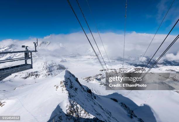 frosted wind gauge at matterhorn glacier paradise cable car station (klein matterhorn, switzerland) - weather station stock pictures, royalty-free photos & images