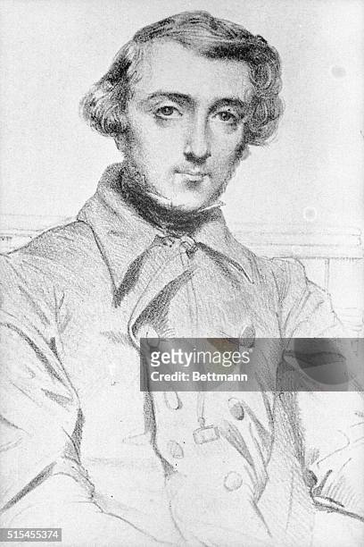 Alexis de Tocqueville , French statesman. After painting by Chasseriau.