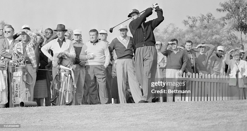 Lloyd Mangrum Tee Off During First Round of Tournament