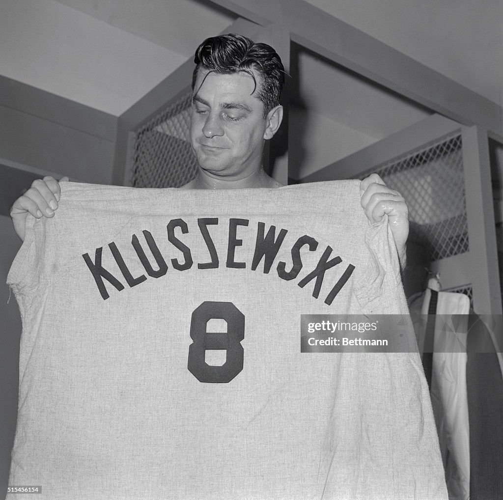 Ted Kluszewski Holding His Uniform