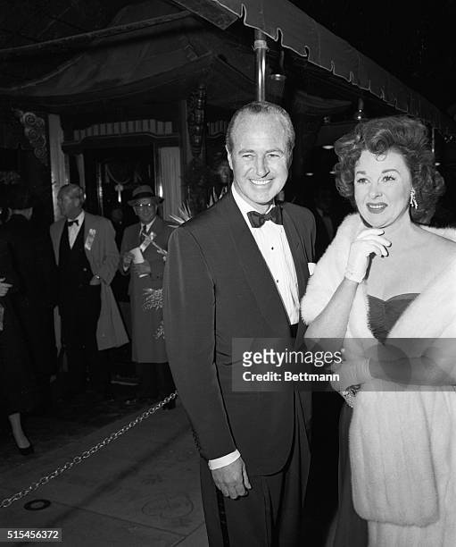 Susan Hayward and Hugh French at the premiere of Carousel at Grauman's Chinese Theatre in Hollywood.