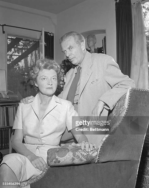 Writers Laura and Aldous Huxley in their home in London, England.