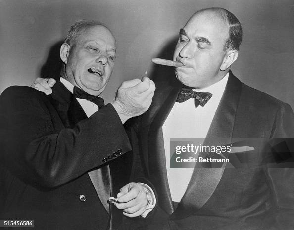 George Meany Lighting Cigar for William Zeckendorf