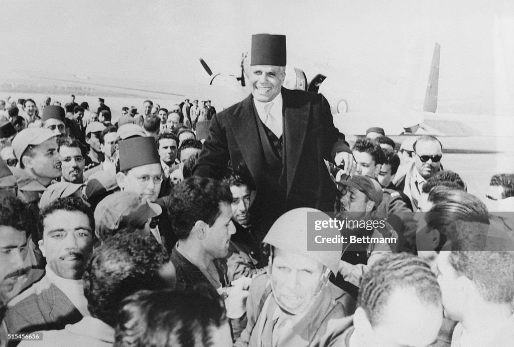 Politician Habib Bourguiba's Presence Being Celebrated by Crowd