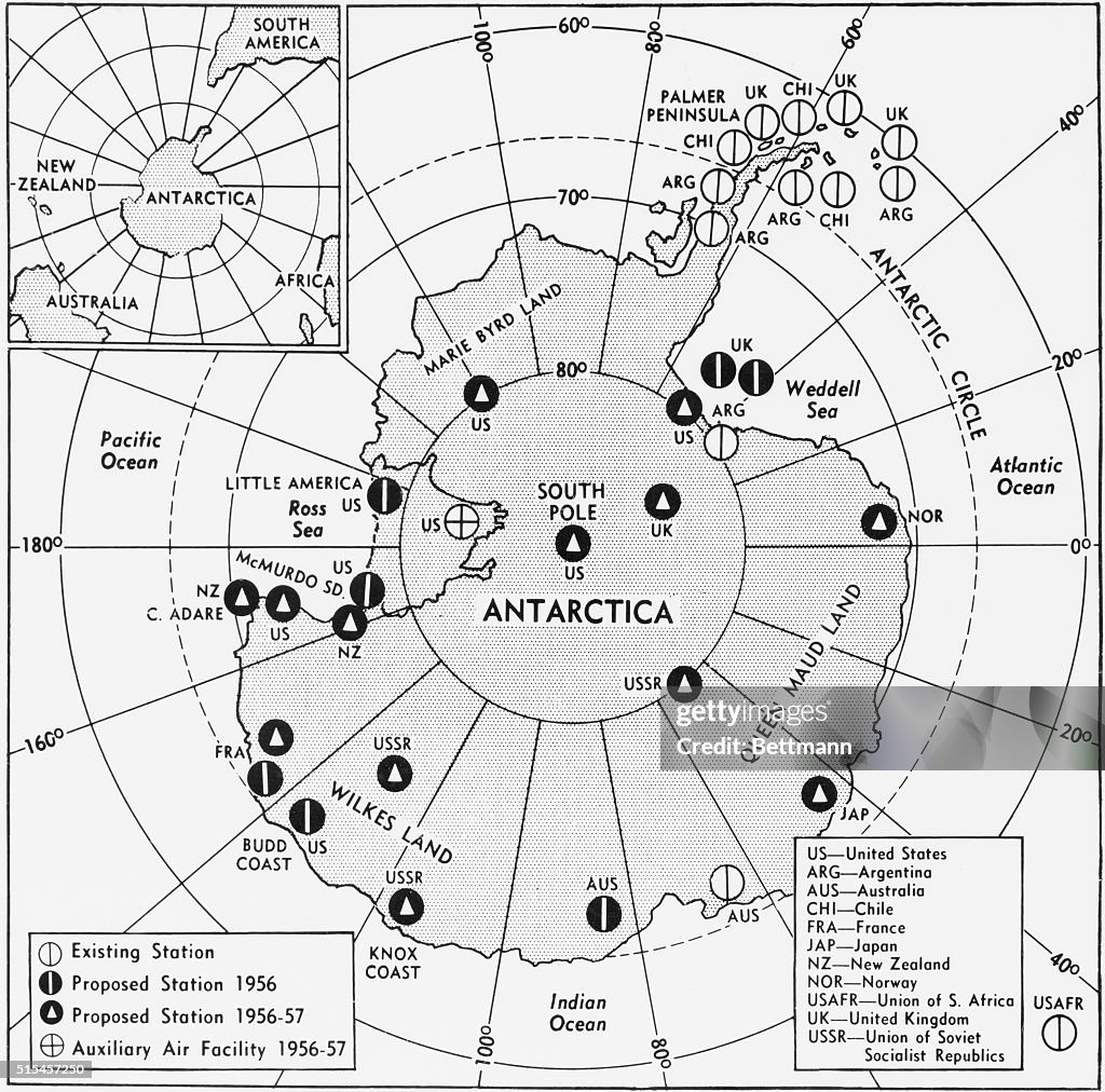 Map of Research Stations in Antarctica