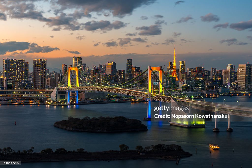 The Rainbow bridge and Tokyo tower