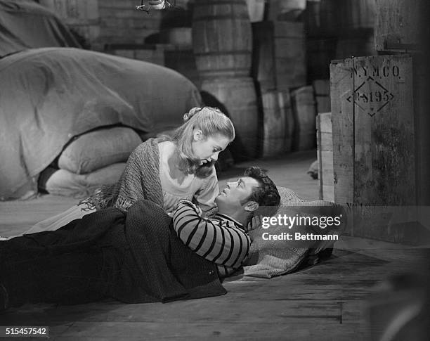 Shirley, as the wife of Julie in "Carousel" comforts Gordon McCrae, who plays the role of the husband. It's the young actress' second success in a...