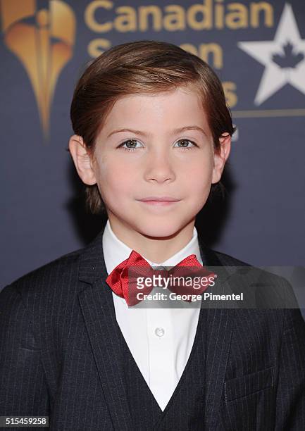 Actor Jacob Tremblay arrives at the 2016 Canadian Screen Awards at the Sony Centre for the Performing Arts on March 13, 2016 in Toronto, Canada.