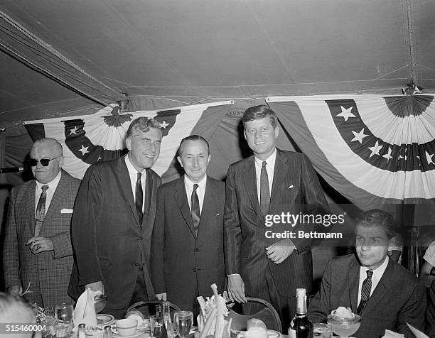 New Jersey Governor Robert B. Meyner , Democratic Party Chairman David Wilentz , and Senator John F. Kennedy at the Annual Essex County Governor's...