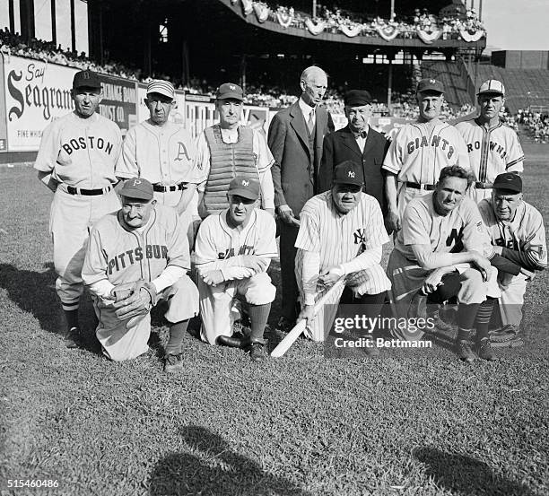 All luminaries from baseball's Hall of Fame, these old timers trotted out on the diamond once more to do their stuff for Uncle Sam. They participated...