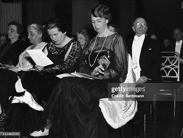 Attending the Pan American Day concert are Miss. Lorena Hickok; her friend Mrs. Franklin D. Roosevelt, wife of the president; and Secretary of...