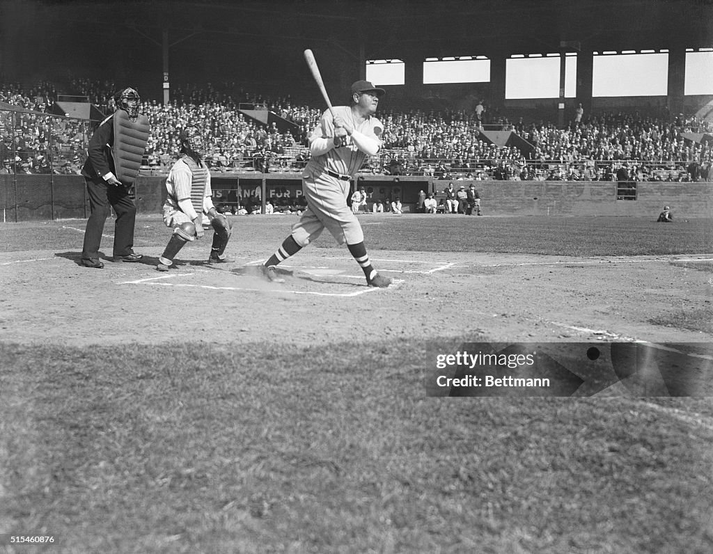 Babe Ruth Hitting Home Run