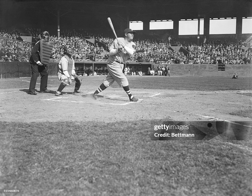 Babe Ruth Hitting Home Run