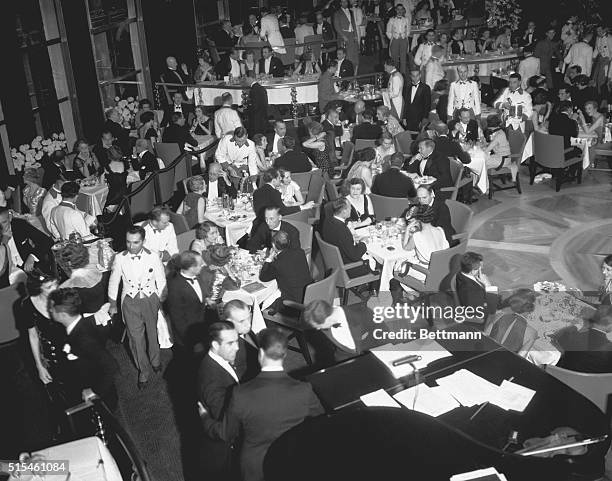 View of the Rainbow Room on the 65th floor of the RCA building at Radio City, which has the distinction of being the country's highest night club....