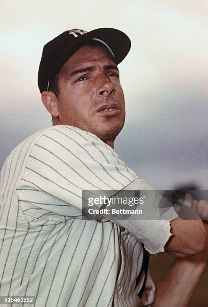 Joe DiMaggio batting.
