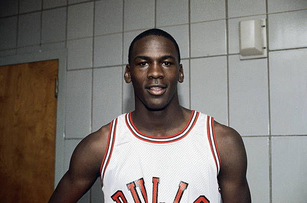 Michael Jordan, forward for the Chicago Bulls in the locker room.