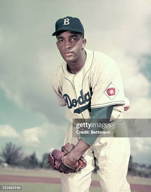 Brooklyn Dodgers pitcher, Joe Black is shown in this photograph.