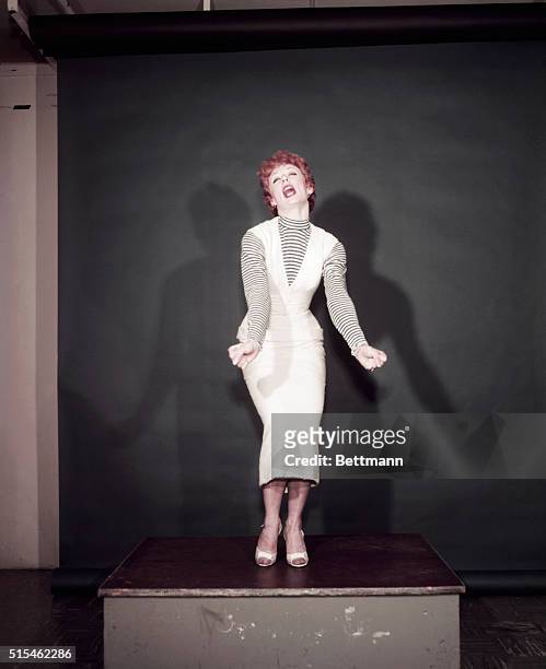 May, 1955-ORIGINAL CAPTION READS: Gwen Verdon, dancer, posed for camera.