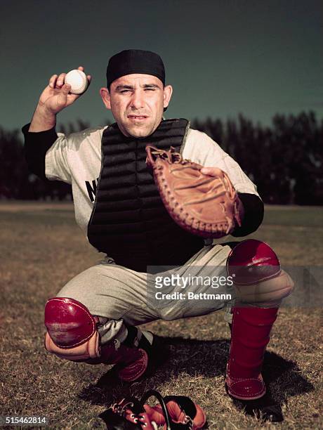 Yogi Berra of the NY Yankees. UPI color slide.
