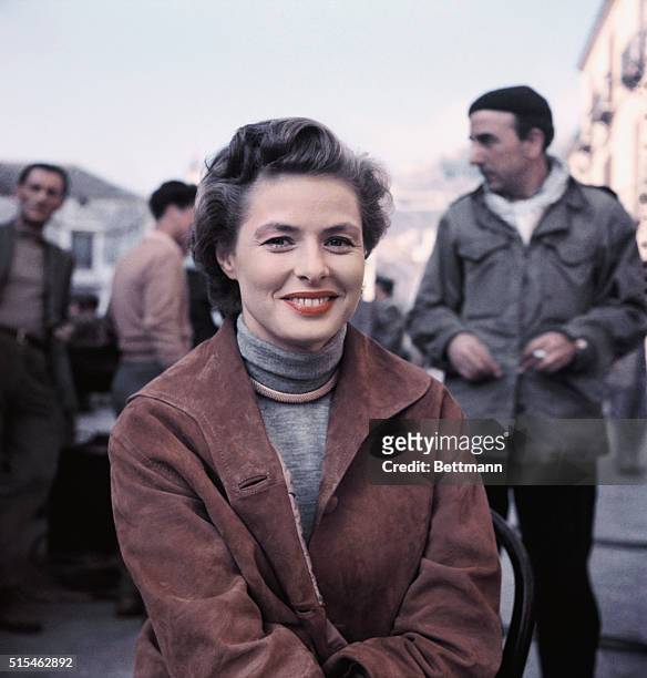 Swedish actress Ingrid Bergman , on the set of 'Journey to Italy', , directed by her husband, Roberto Rossellini, Naples, Italy, 1954.