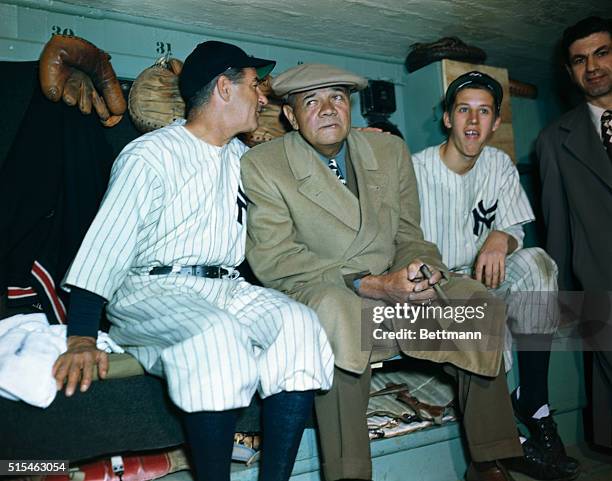 Babe Ruth is seen at the Yankee Stadium.