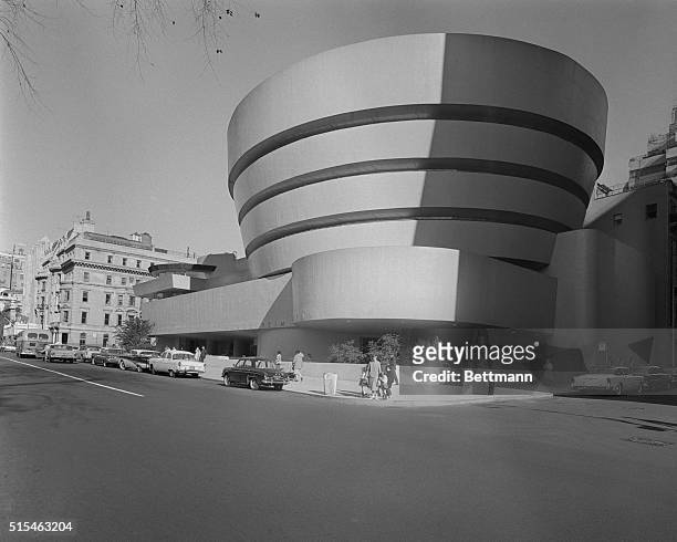 This is the Guggenheim Museum, at 1071 5th Avenue, with a general scene of the building designed by Frank Lloyd Wright for Solomon R. Guggenheim.