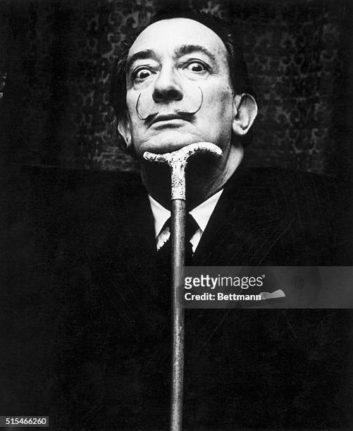 Salvador Dali , Spanish surrealist painter. Photograph, ca. 1950s-1960s.