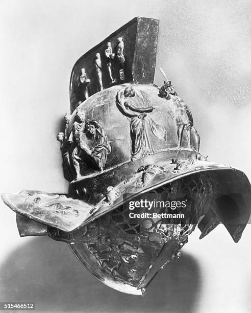 Gladiatorial Helmet with scenes from Trojan War. Found in Pompeii.