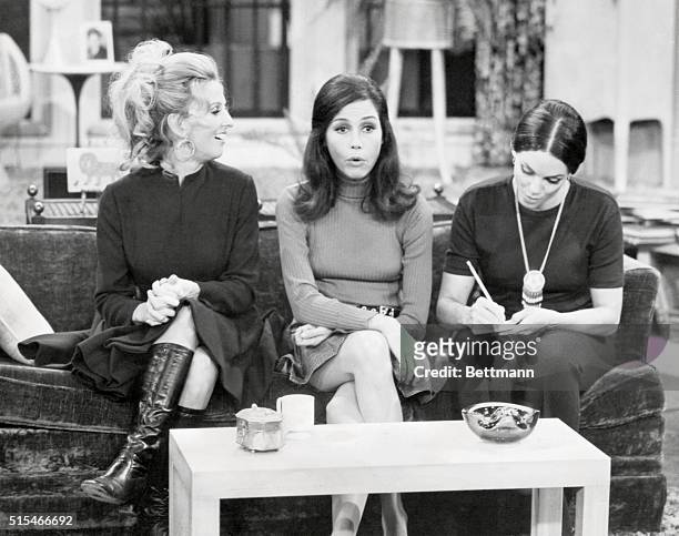 In this episode of The Mary Tyler Moore Show, Mary Tyler Moore plays Mary Richards, center, who becomes depressed when a messenger boy calls her...