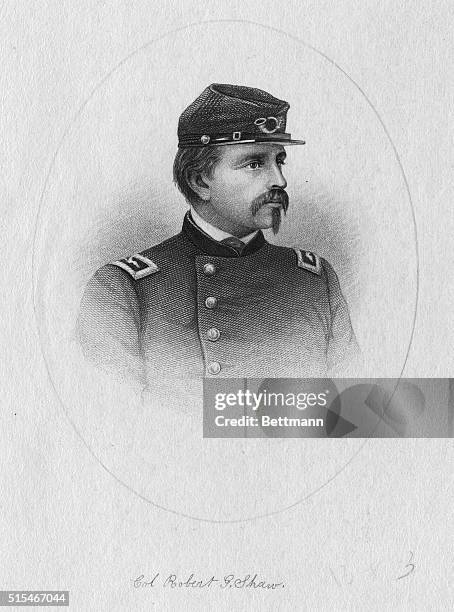 Formal portrait of Colonel Robert Gould Shaw in his uniform, 1837-1863. American soldier, he was born in Boston, and Commissioned April 18663 as...