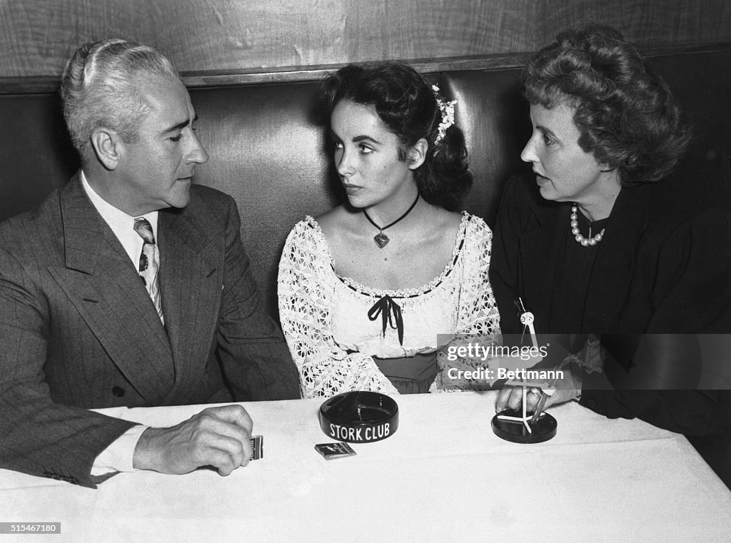 Liz Taylor and Parents at the Stork Club