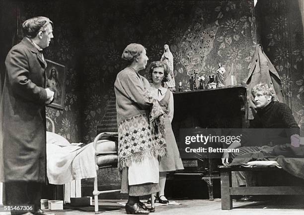 Scene from the play "The Shadow of a Gunman" by Sean O'Casey, performed by the Abbey players, left to right, Bill Foley, Eileen Crowe, Bernadette...